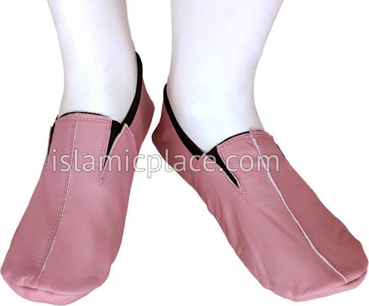 Pink - Ankle Low-cut Khuff Leather socks - The Islamic Place