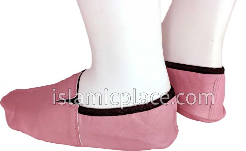 Pink - Ankle Low-cut Khuff Leather socks - The Islamic Place