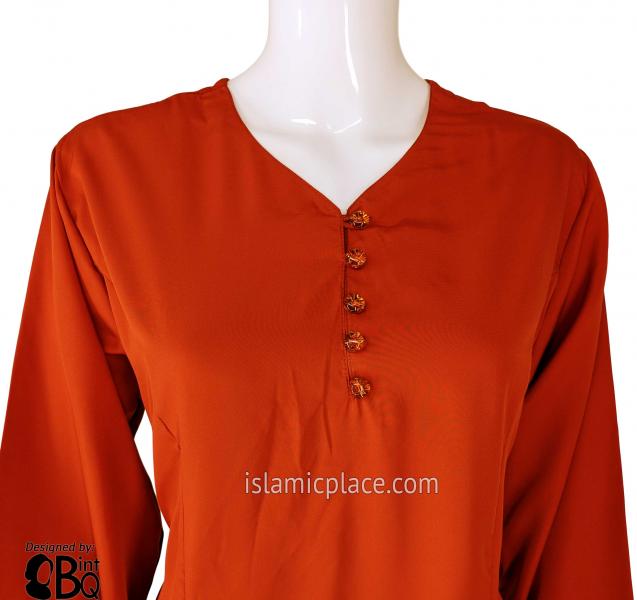 Burnt Orange - Shakela Simple with Front Buttons Style Abaya by BintQ - S11
