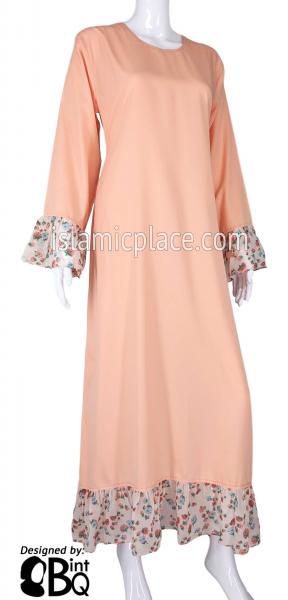 Peach - Rafika Ruffle Style Vibrant Abaya by BintQ - S13
