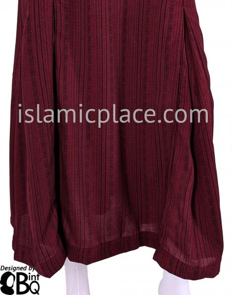 Burgundy - Farah Urban Abaya with large front pockets and front and back pleats by BintQ - BQ180