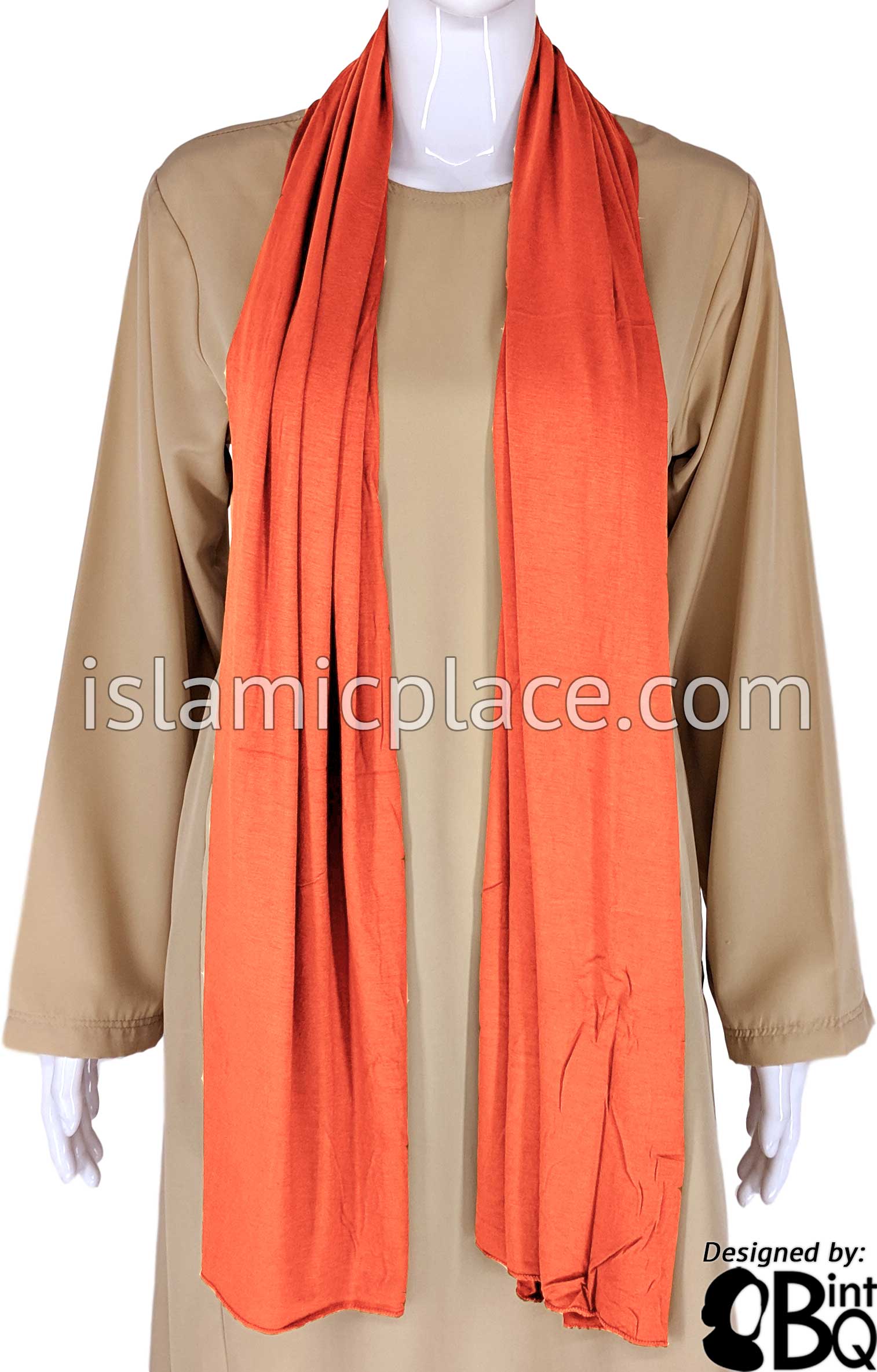 Salamander Orange Plain - Jamila Jersey Shayla Long Rectangle Hijab 30"x70"