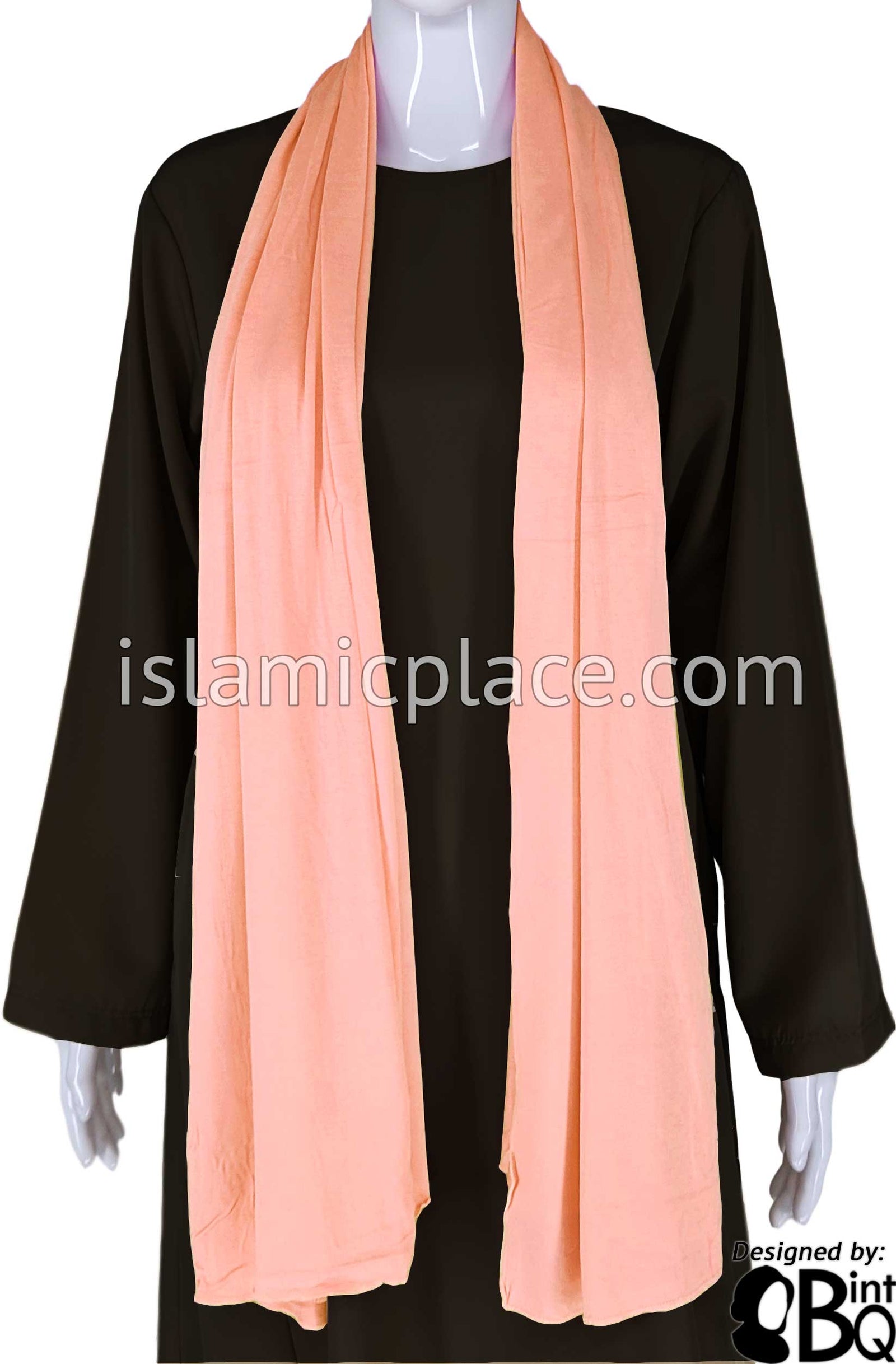 Peach Plain - Jamila Jersey Shayla Long Rectangle Hijab 30"x70"