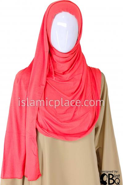 Coral Plain - Jamila Jersey Shayla Long Rectangle Hijab 30&quot;x70&quot;