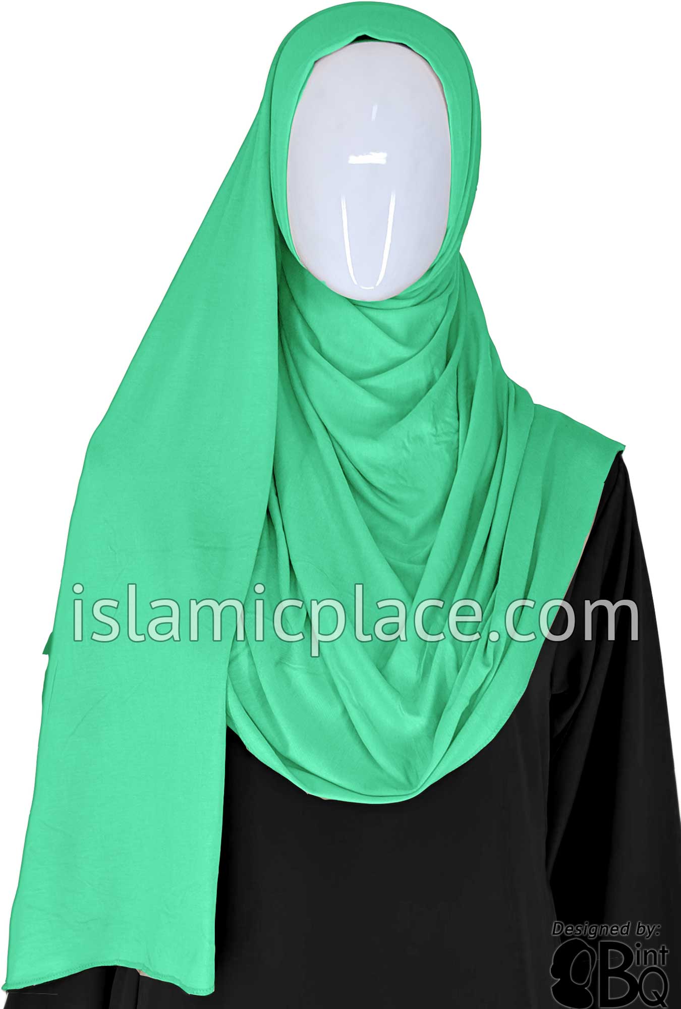 Ocean Green Plain - Jamila Jersey Shayla Long Rectangle Hijab 30"x70"