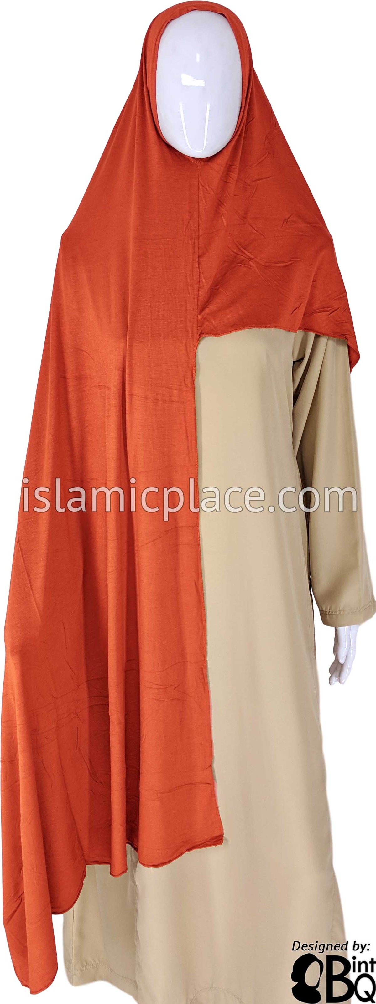 Salamander Orange Plain - Easy Aisha Jersey Shayla Long Rectangle Hijab 30"x70"
