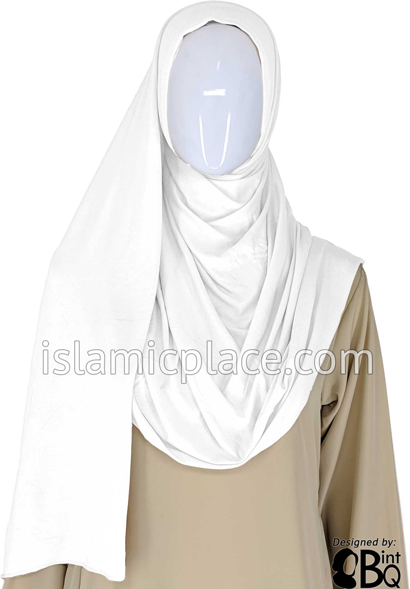 Off White Plain - Easy Aisha Jersey Shayla Long Rectangle Hijab 30"x70"