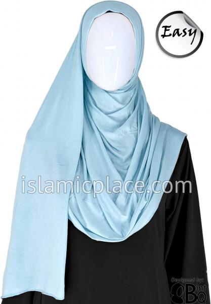 Sky Blue Plain - Easy Aisha Jersey Shayla Long Rectangle Hijab 30"x70"