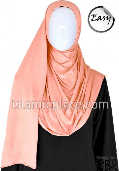Peach Plain - Easy Aisha Jersey Shayla Long Rectangle Hijab 30"x70"