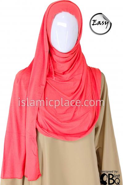 Coral Plain - Easy Aisha Jersey Shayla Long Rectangle Hijab 30&quot;x70&quot;