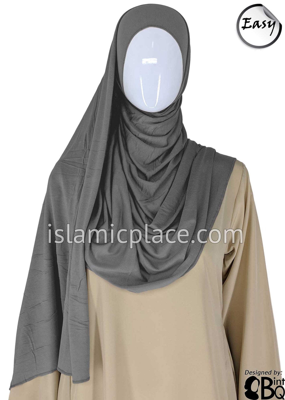 Charcoal Gray Plain - Easy Aisha Jersey Shayla Long Rectangle Hijab 30&quot;x70&quot;