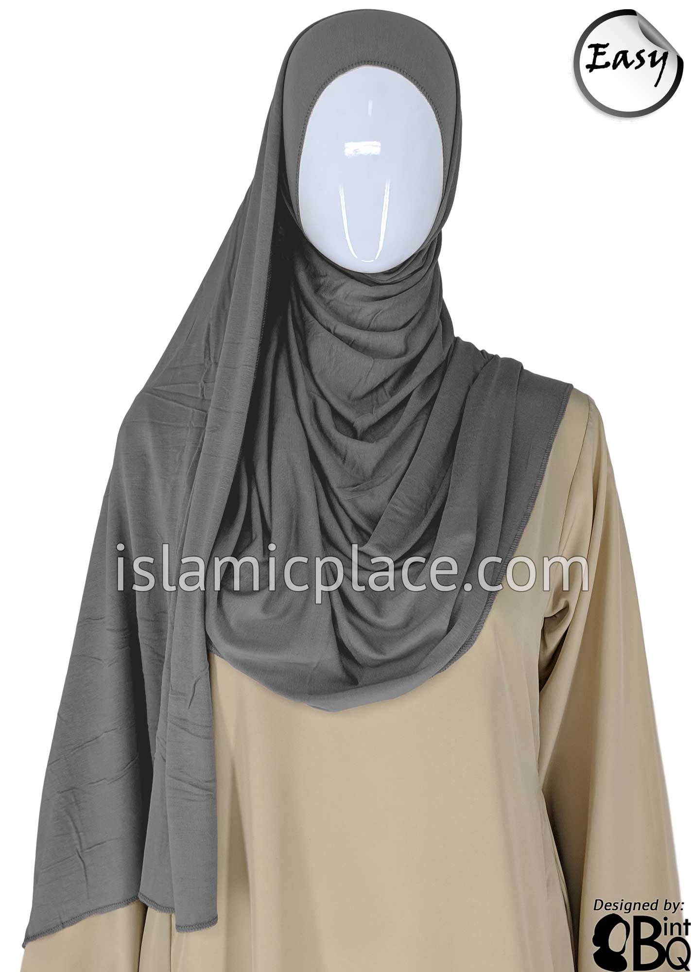 Charcoal Gray Plain - Easy Aisha Jersey Shayla Long Rectangle Hijab 30"x70"