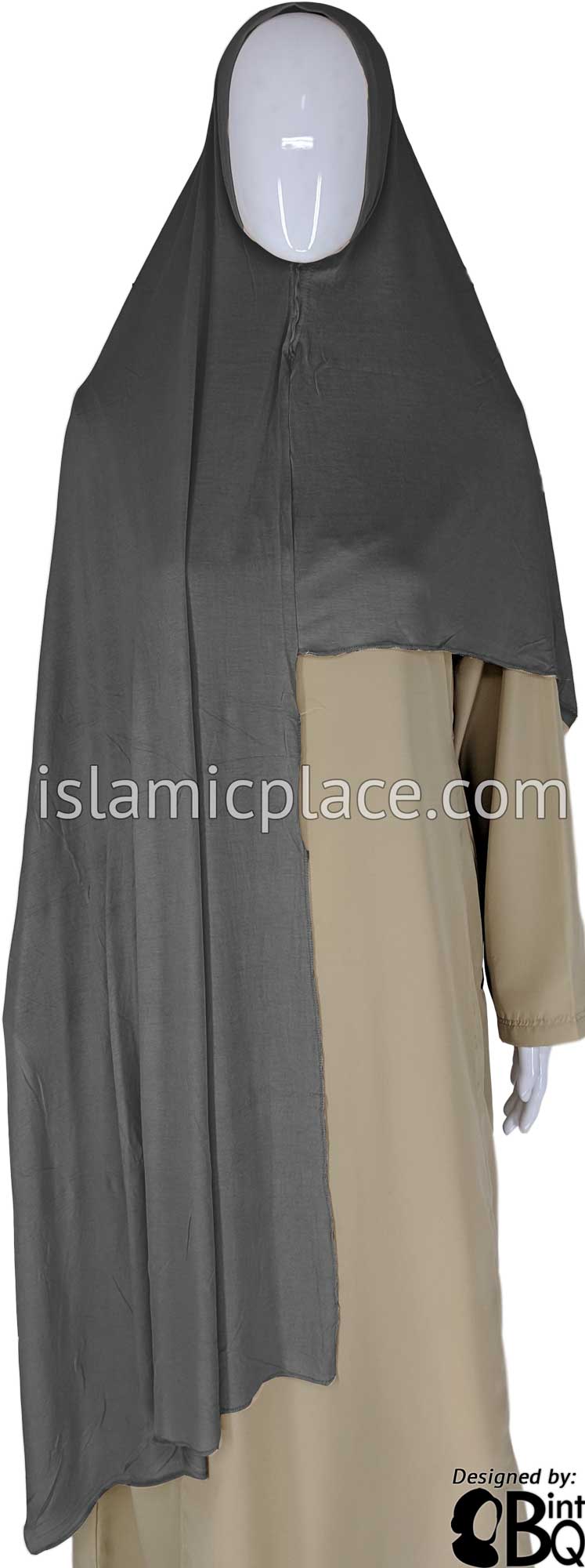 Charcoal Gray Plain - Easy Aisha Jersey Shayla Long Rectangle Hijab 30"x70"