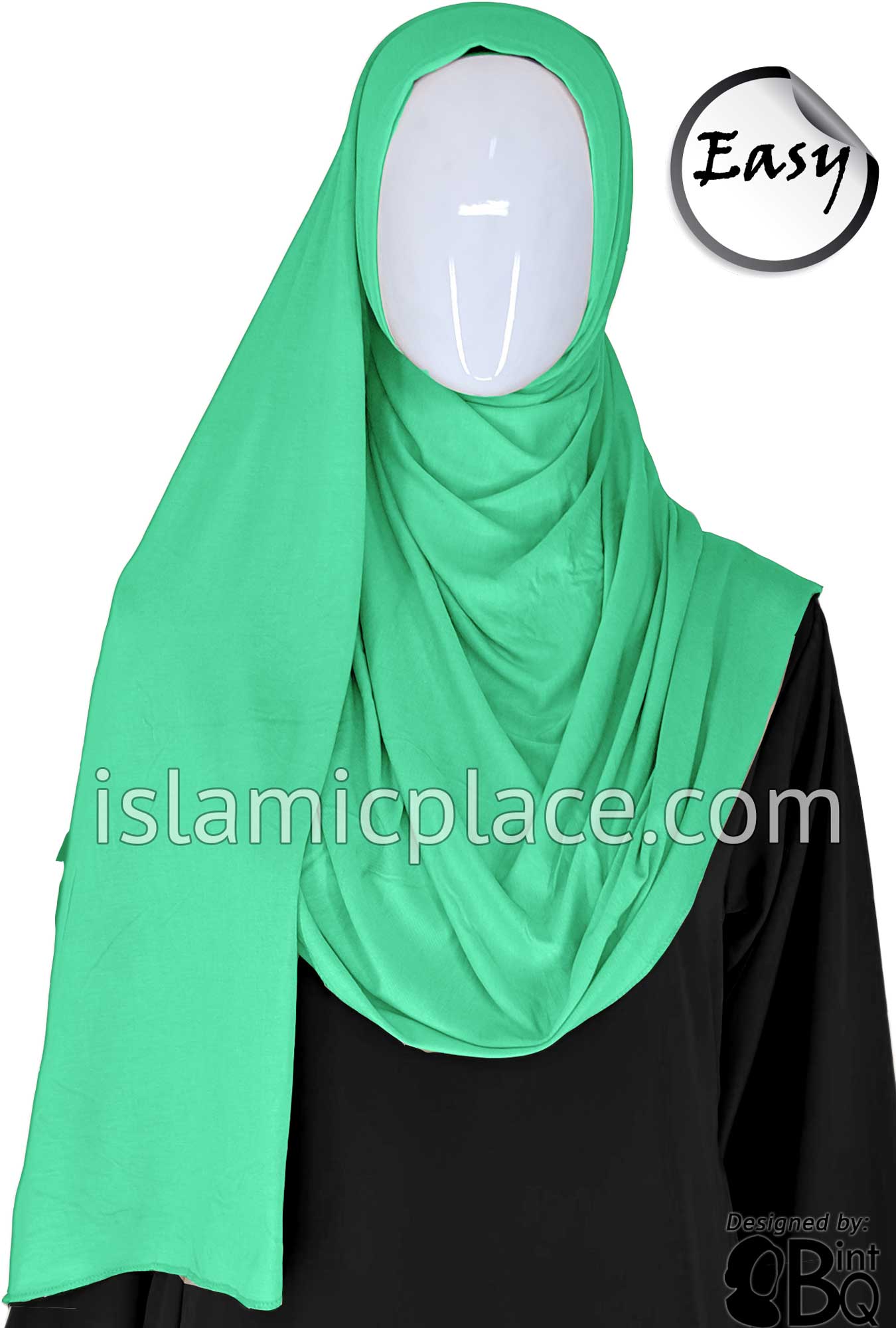 Ocean Green Plain - Easy Aisha Jersey Shayla Long Rectangle Hijab 30"x70"