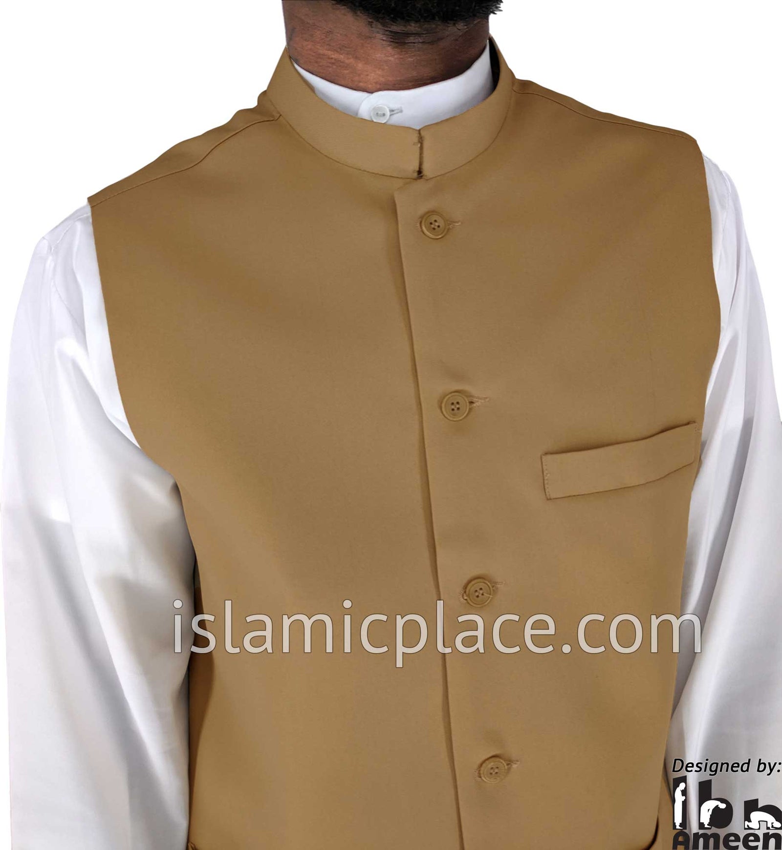Khaki Shaykh Waistcoat Vest by Ibn Ameen The Islamic Place