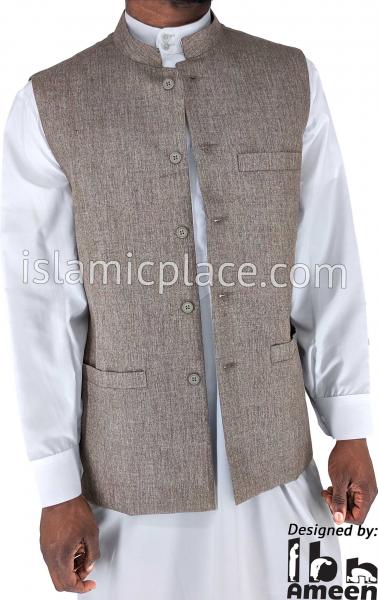Warm Gray - Hakim Waistcoat Vest by Ibn Ameen