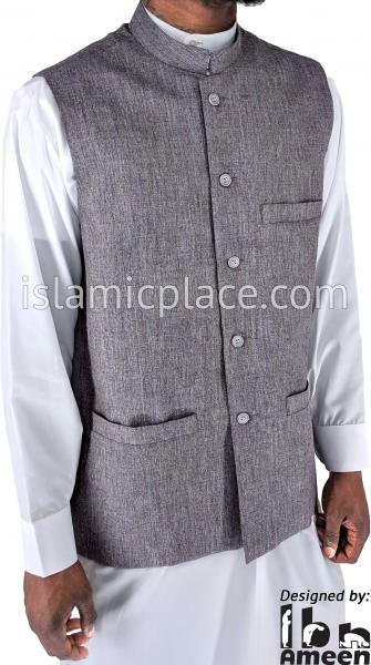 Steel Gray - Hakim Waistcoat Vest by Ibn Ameen