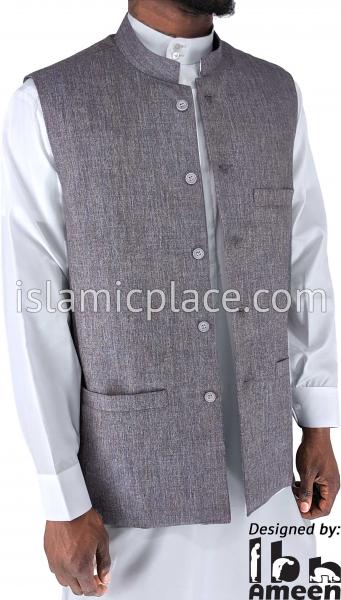 Steel Gray - Hakim Waistcoat Vest by Ibn Ameen