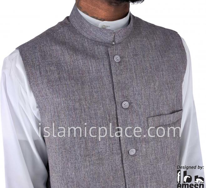 Steel Gray - Hakim Waistcoat Vest by Ibn Ameen