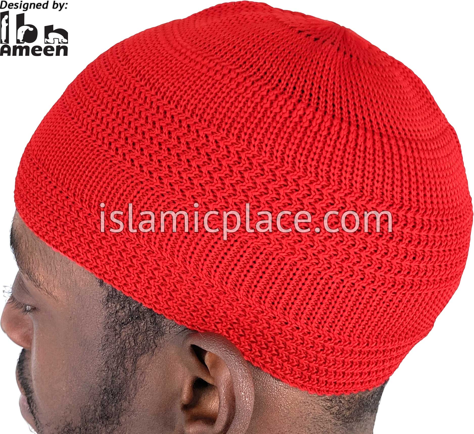 Red - Elastic Knitted Plain Simple Kufi