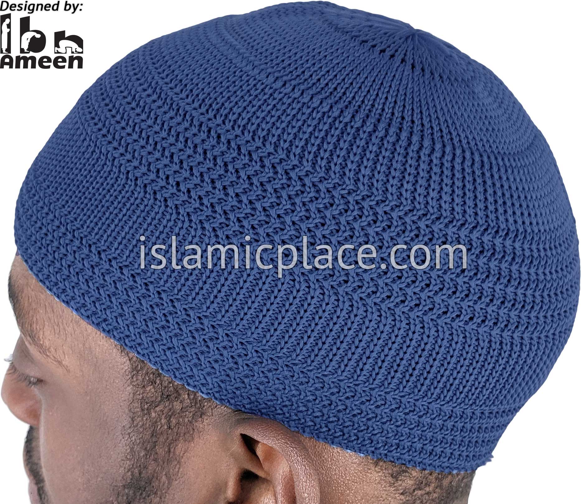 Denim Blue - Elastic Knitted Plain Simple Kufi