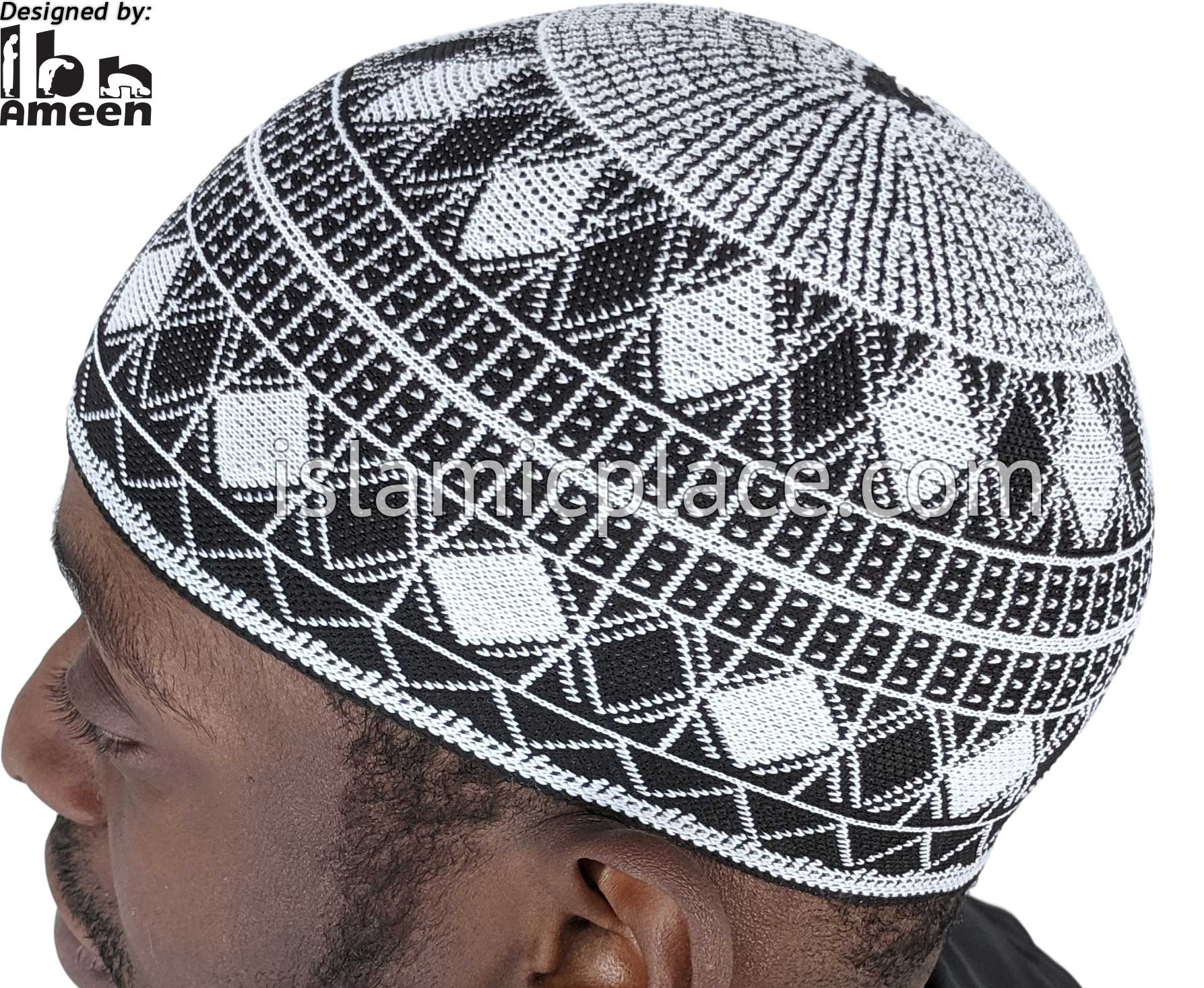 Black and White - Traditional Cotton Knitted Saud Designer Kufi