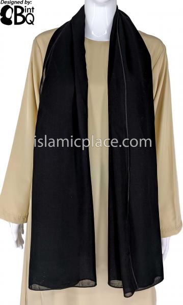Black - Plain Soft Chiffon Shayla Long Rectangle Hijab 30"x70"