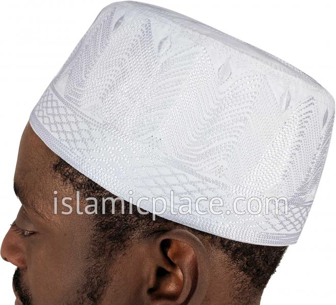 White - Shaikh Intricate Embroidered Kufi