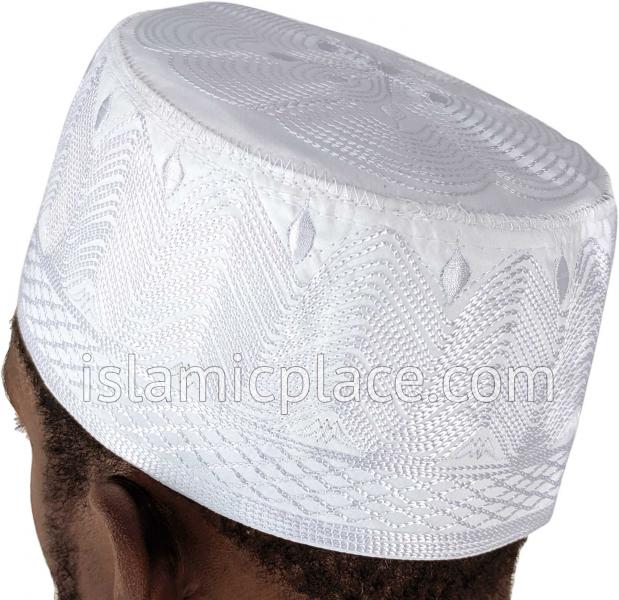 White - Shaikh Intricate Embroidered Kufi