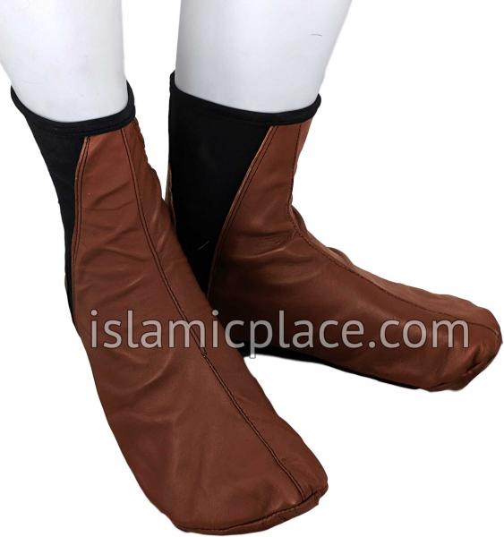 Chocolate Brown - Elastic Slip-on Khuff Leather socks