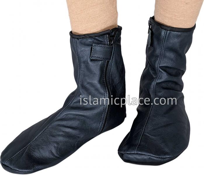 Charcoal Gray - Zip-up Khuff Leather socks