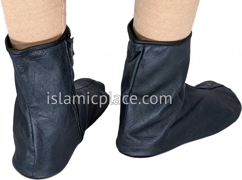 Charcoal Gray - Zip-up Khuff Leather socks