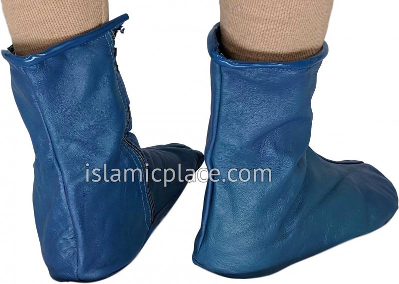 Denim Blue - Zip-up Khuff Leather socks