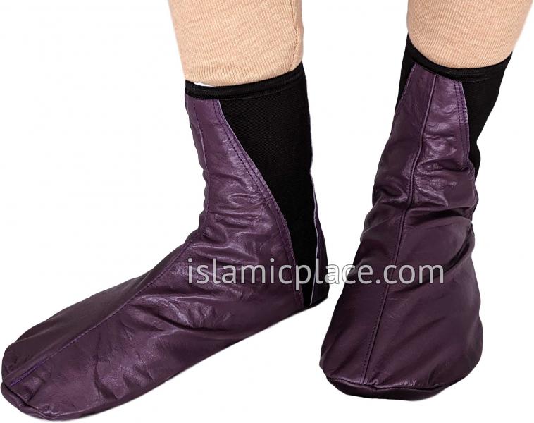 Plum - Elastic Slip-on Khuff Leather socks