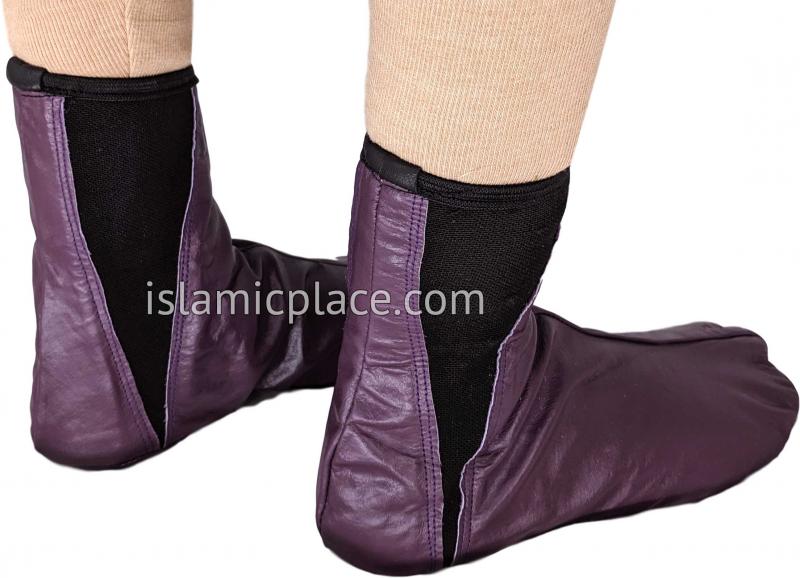 Plum - Elastic Slip-on Khuff Leather socks