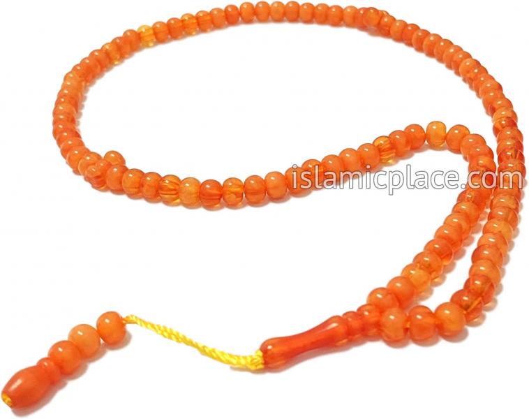 Orange - Tasbih Prayer Beads with Small Beads - The Islamic Place