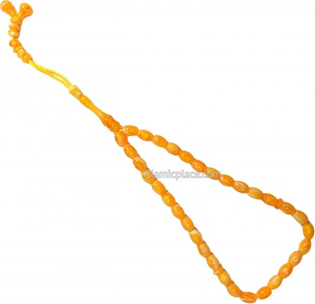 Amber Gold - Abdul Malik Tasbih Prayer Beads with 33 Beads