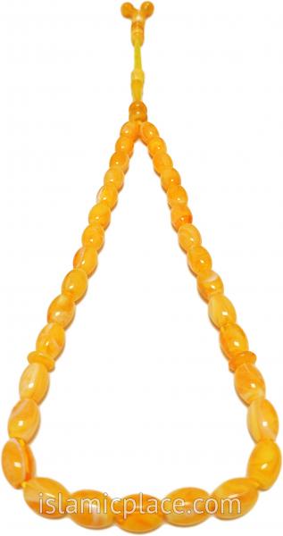 Amber Gold - Abdul Malik Tasbih Prayer Beads with 33 Beads