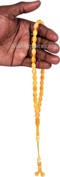 Amber Gold - Abdul Malik Tasbih Prayer Beads with 33 Beads
