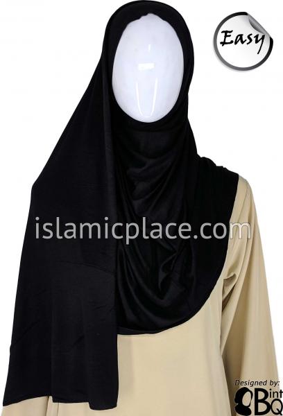 Black Plain - Easy Aisha Jersey Shayla Long Rectangle Hijab 30&quot;x70&quot;