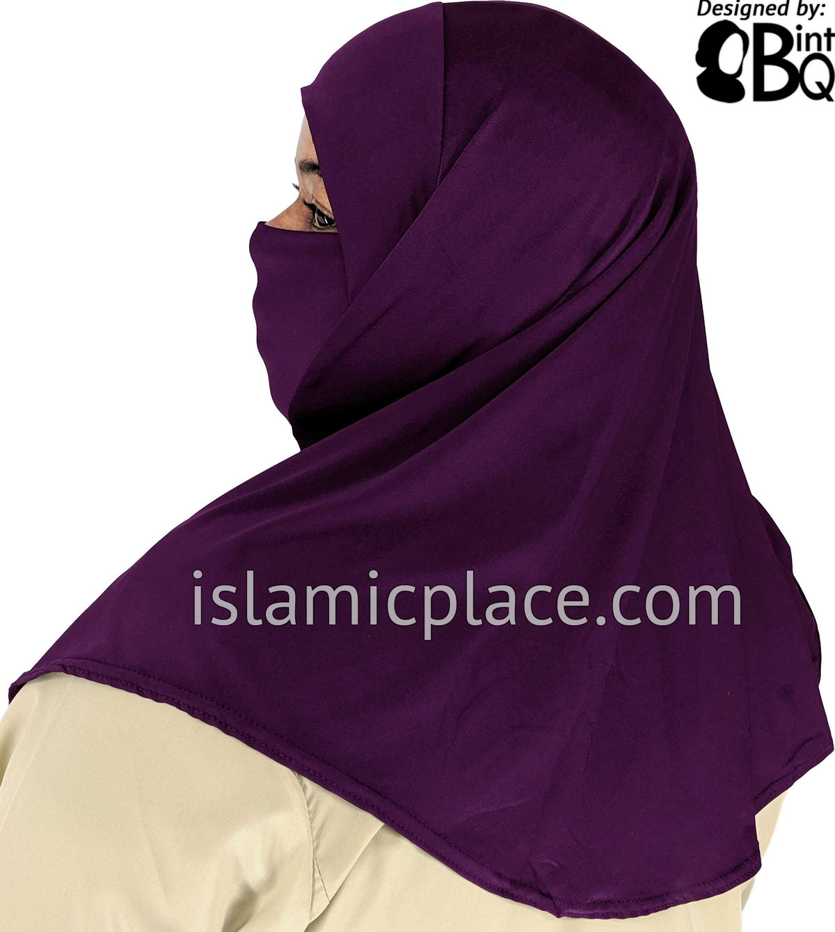 Plum - Plain Teen to Adult (Large) Hijab Al-Amira with Built-in Niqab