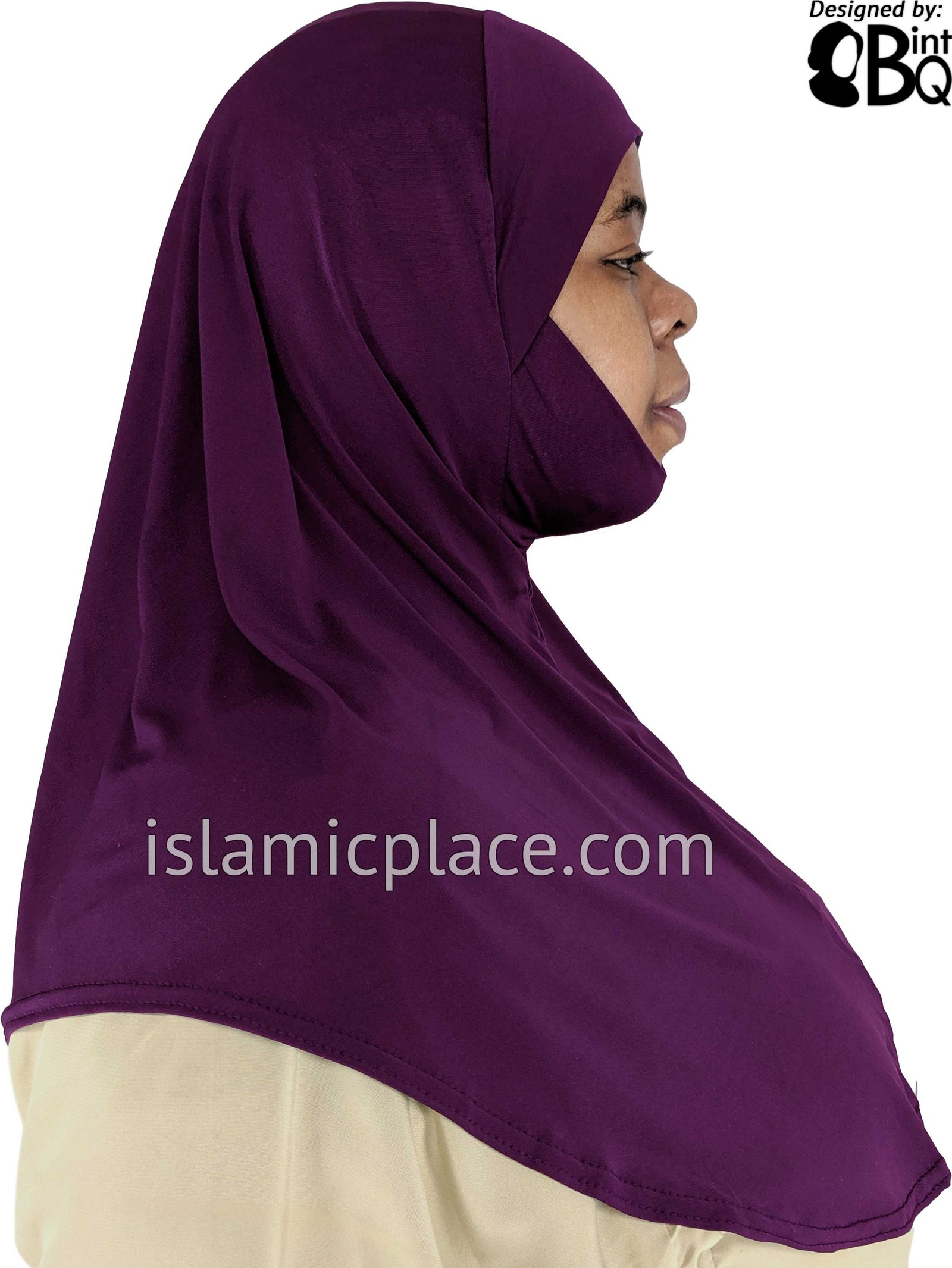 Plum - Plain Teen to Adult (Large) Hijab Al-Amira with Built-in Niqab