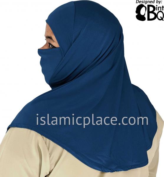 Denim Blue - Plain Teen to Adult (Large) Hijab Al-Amira with Built-in Niqab