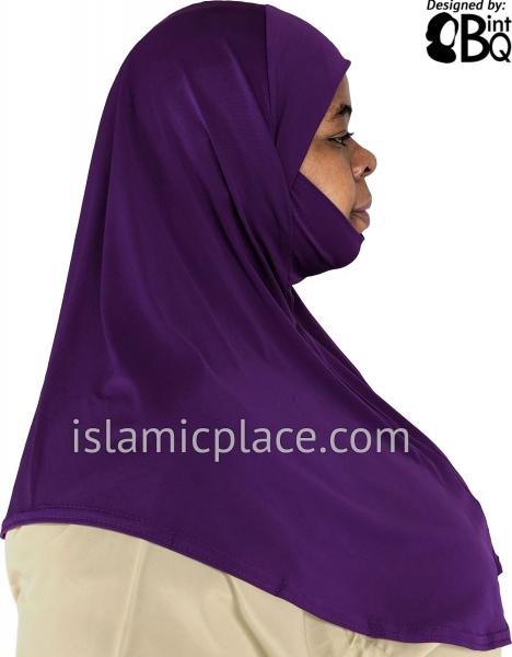 Purple - Plain Teen to Adult (Large) Hijab Al-Amira with Built-in Niqab