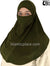 Dark Olive - Plain Teen to Adult (Large) Hijab Al-Amira with Built-in Niqab