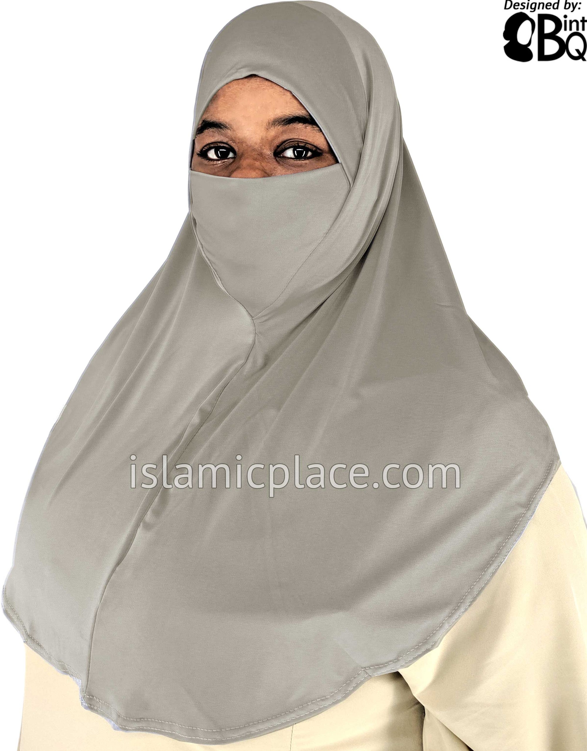 Slate Gray - Plain Teen to Adult (Large) Hijab Al-Amira with Built-in Niqab