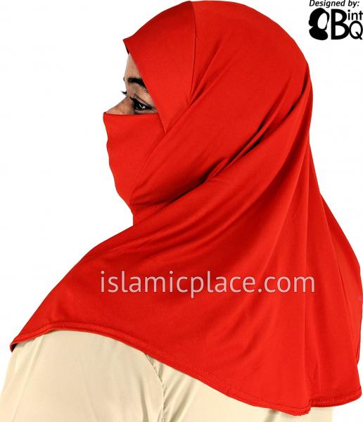 Rust - Plain Teen to Adult (Large) Hijab Al-Amira with Built-in Niqab