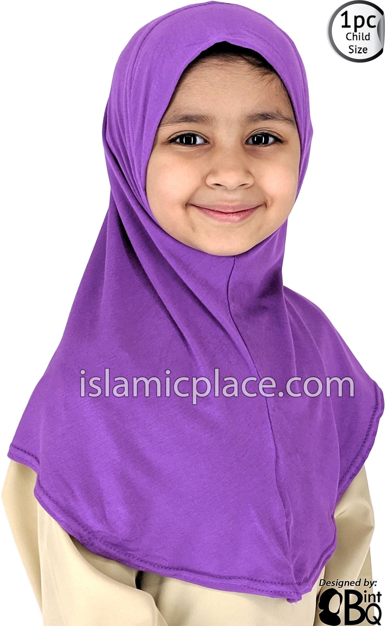 Purple - Plain Girl size (1-piece) Hijab Al-Amira