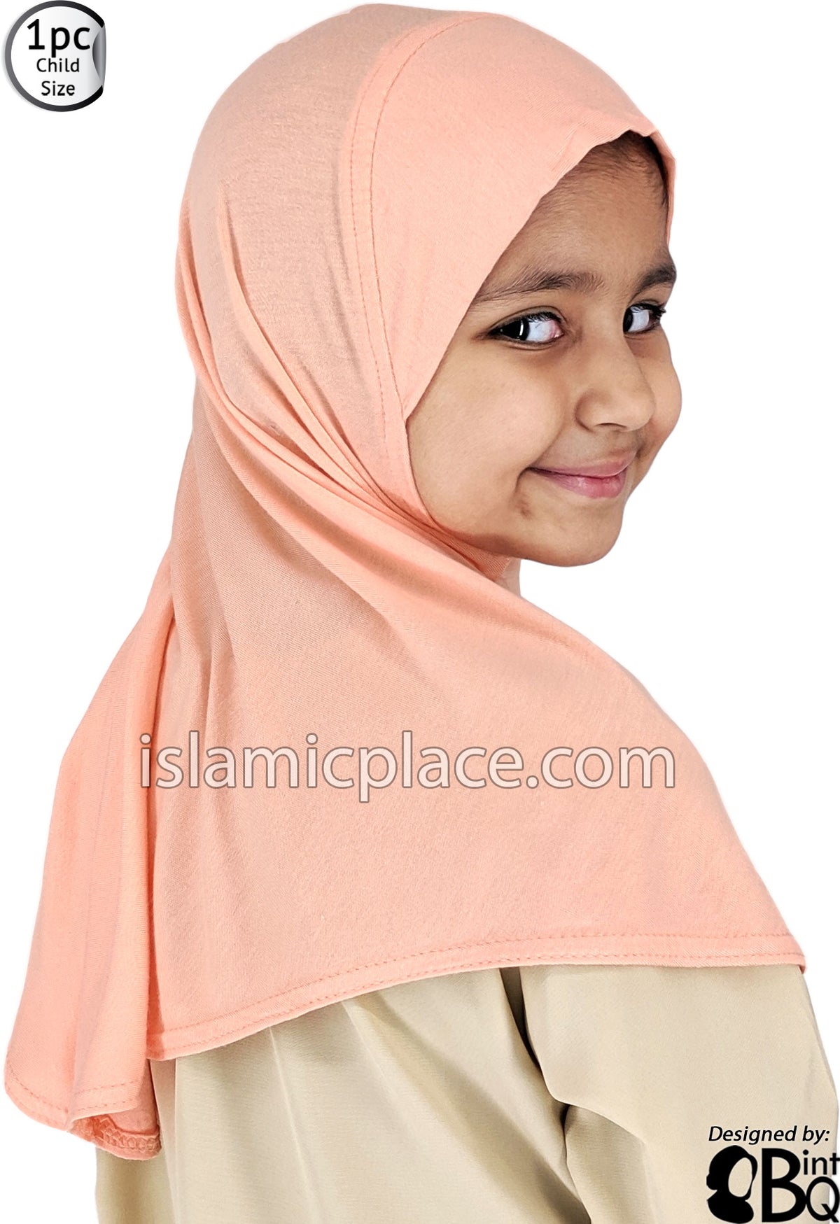 Peach - Plain Girl size (1-piece) Hijab Al-Amira