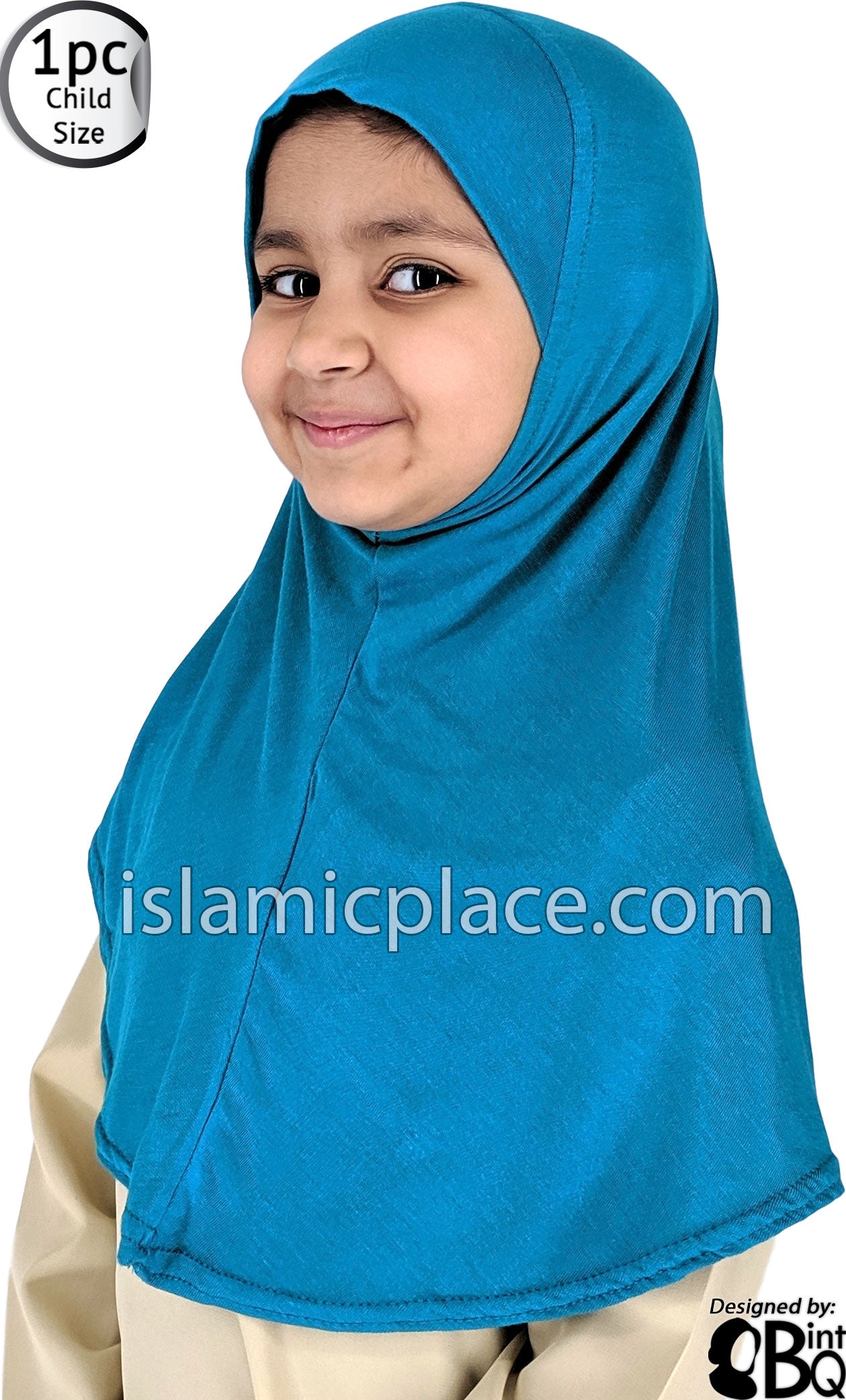 Light Teal - Plain Girl size (1-piece) Hijab Al-Amira